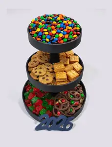 Three-Tier Food Stand with Swappable Display Accents - New Years/Birthday