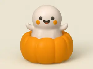 Pumpkin Ghost Figurine