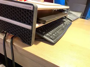 Monitor stand with Honeycomb pattern and two shelves for storage