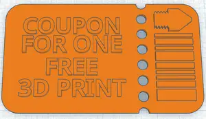 Free 3D Print coupon heightened text and icons