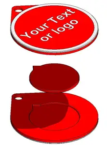 Double-sided keychain with your own text or logo II- Simple concept.