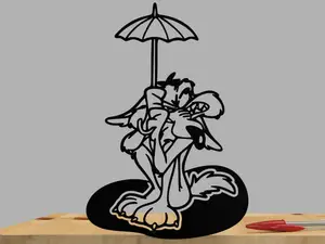Wile E Coyote holding an umbrella