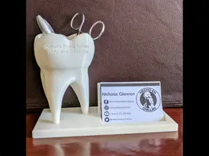 Tooth business card holder & pen cup with customizable base