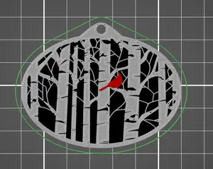 Birch Tree Ornament with Cardinal