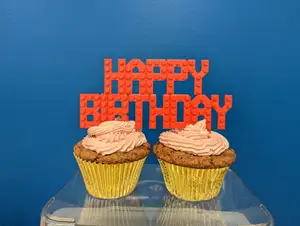 Happy Birthday Cake Topper - Lego Style