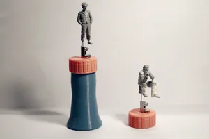 Rotating handle for scale model figures and miniature