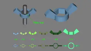 Hex nut to wing nut collection m3-m10