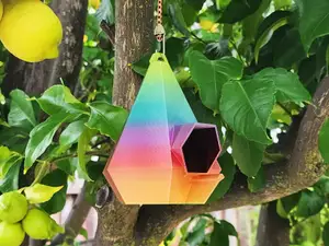 Hanging Hex Birdhouse - 1 piece, w/perch + awning
