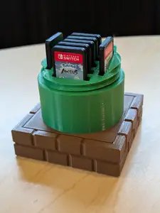 Mario Pipe Nintendo Game Cartridge Container on Brick Base