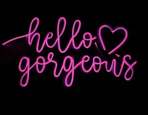 Hello Gorgeous sign, electric wire