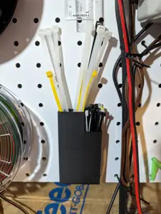 Pegboard wire tie holder/thin container