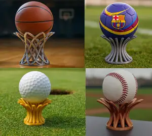 Wormhole Ball Holder Set – Futuristic Radial Crown Lattice Stand for Basketball, Football, Golf ball, Soccer & More