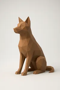 Low poly sitting dog
