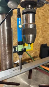 Drill press heat insert adapter for soldering iron