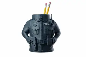 Police Officer Uniform Pen Holder - Detailed Bust (Easy Print)