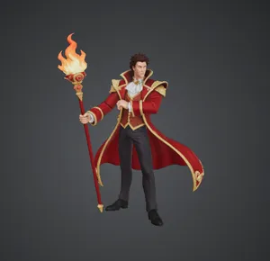 Royal Fire Mage with Flaming Staff – Noble Arcane Spellcaster
