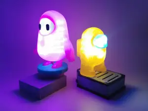 Fall Guys and Among Us characters night lamps