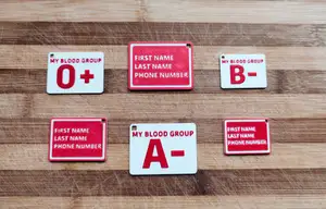 Blood Group Keychain (all types) + Your Information Text / Brelok z Grupą krwi i informacjami