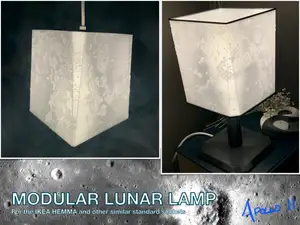 Modular Lunar Lamp - Apollo 11 Landing Site Lamp for IKEA HEMMA (w/ Bonus Astronauts!)