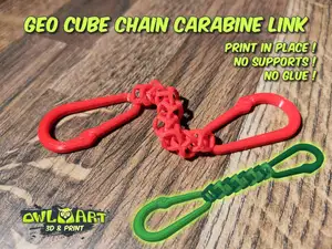 Geo Cube Chain Carabine Link (Print in Place)