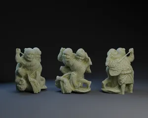 Two Blind Men and A Beast Japanese Netsuke.