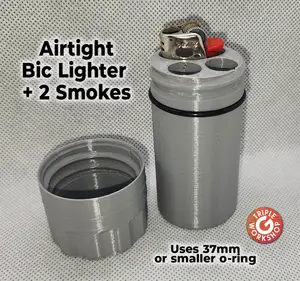 Airtight Bic + 2 smokes container with O-Ring