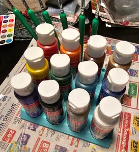 Tiered paint bottle/brush organizer for 35mm paint bottles