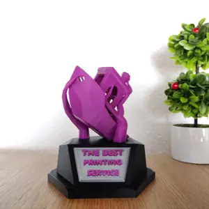 Low Poly Benchy Trophy with Organic Supports as Part of the Model
