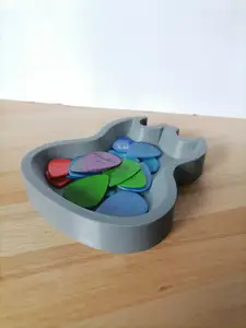 3D Printed Case for Guitar and Bass Picks in the Shape of an SG Guitar