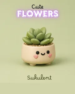Happy Flower Cute Pot with Hearts 1F