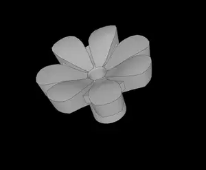 Lego Compatible (32606.dat) Plant Flower with 7 Alternate Petals with Bar and Pin Hole