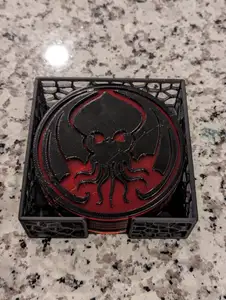 Lovecraft Themed Drink Coasters with Holder