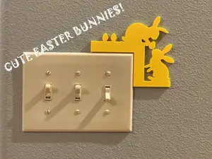 Easter Bunnies Decoration for Light Switch (slides behind wall plate!)