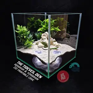 Aquarium & Terrarium Cave – Corner Reptile Hide, Shrimp Tunnel, Fish Burrow Decor