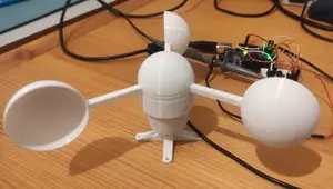 Anemometer with Hall sensor and magnet