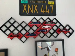 square wall decoration with hotwheels stand