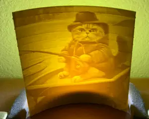 Lithophane of a Cat Fishing