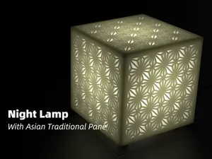 Night Lamp With Asian Traditional Pane