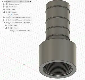 1-1/2 Inch Female NPT Pipe Thread to 1-1/2 Inch Male Barbed Adapter