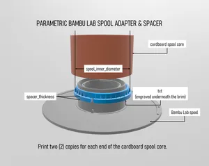 Parametric Bambu Lab Spool Adapter & Spacer