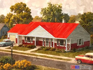 HO Scale Ranch Style House – 3D Printable Model by 3D Kit Factory