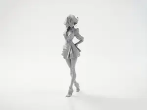 Lady Short Dress Figurine Female Figure 3D Printable
