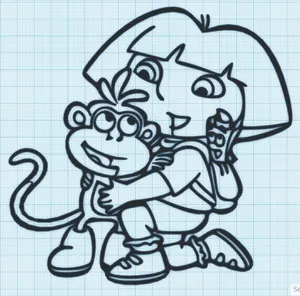 DORA KNEELING HUGGING BOOT (MONKEY) - WALL ART