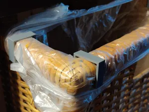 Garbage bag clip for IKEA Expedit / Kallax "basket" drawers