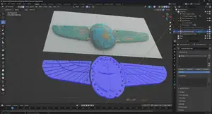 Egyptian Scarab Amulet with Wings