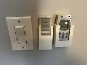 Wall mounts for air conditioner, ceiling fan remotes (parametric OpenSCAD)