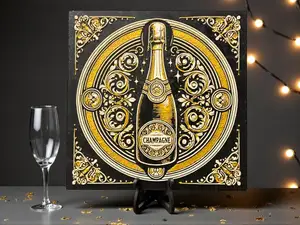Golden Vintage Champagne Bottle Hueforge