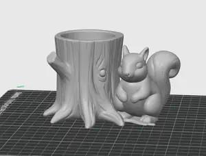Round tree stump, Woodland Squirrel and Tree Stump - Pen Holder / Box / organizer