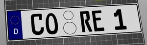 Core One Kfz Kennzeichen "CO-RE 1" (German-EU) license number plate Einzeilig