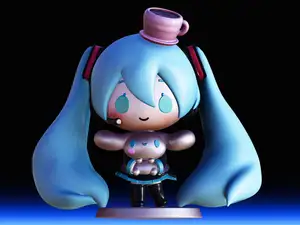 Hatsune Miku X Cinnamoroll Chibi Figure - Fan Art 3D Print Model